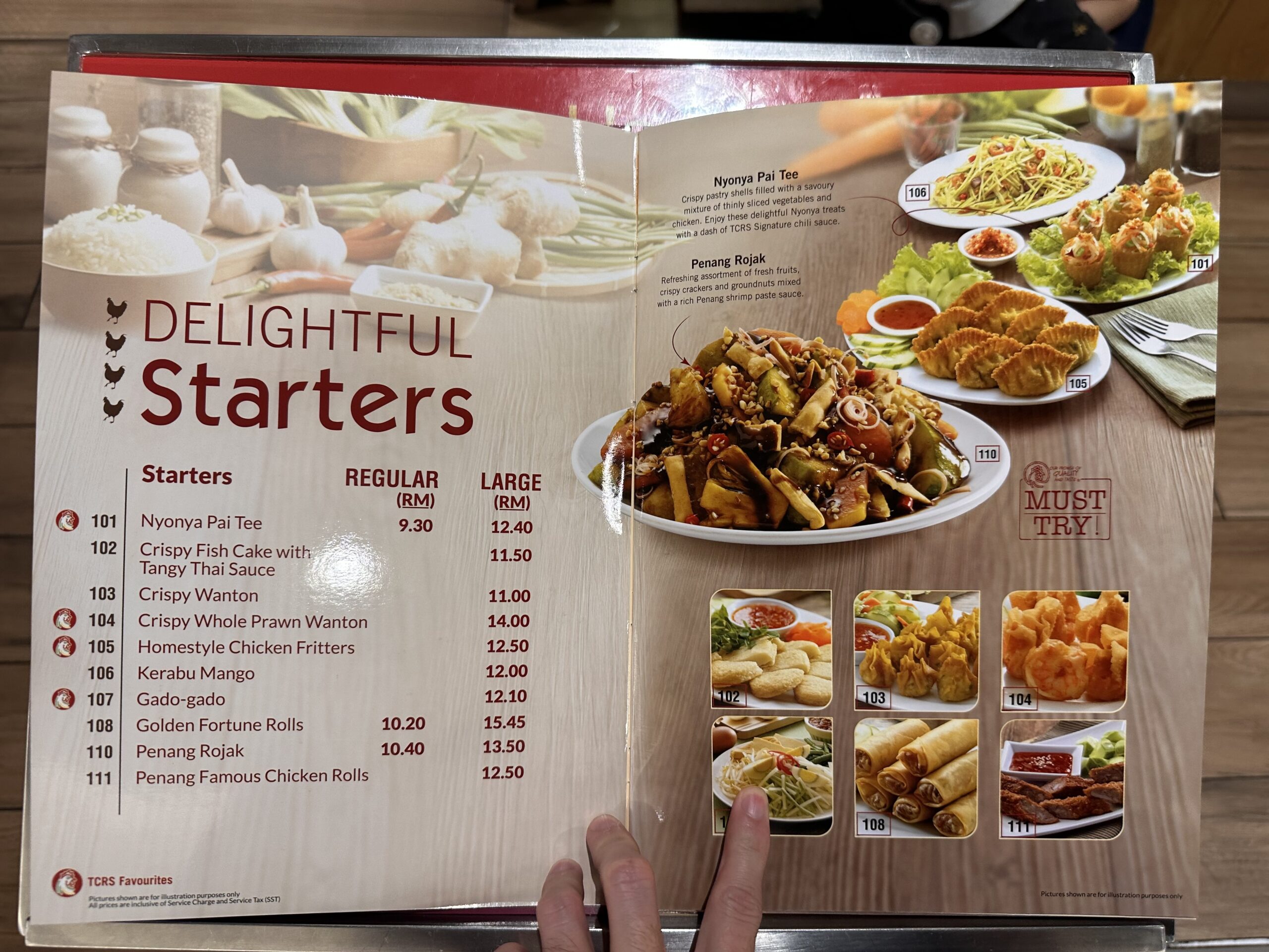 The Chicken Rice Shop menu page 1