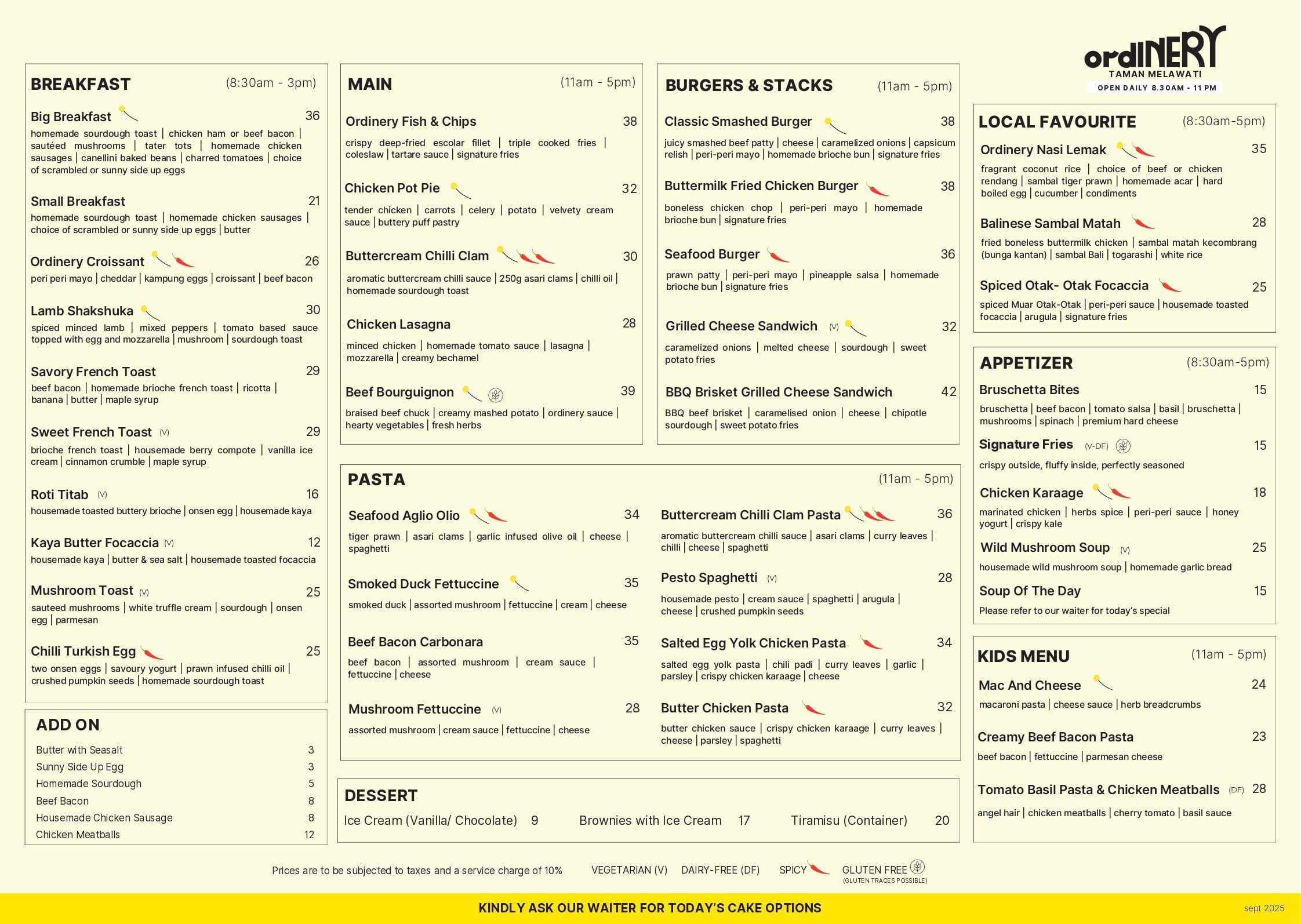 Ordinery @ Taman Melawati menu page 1
