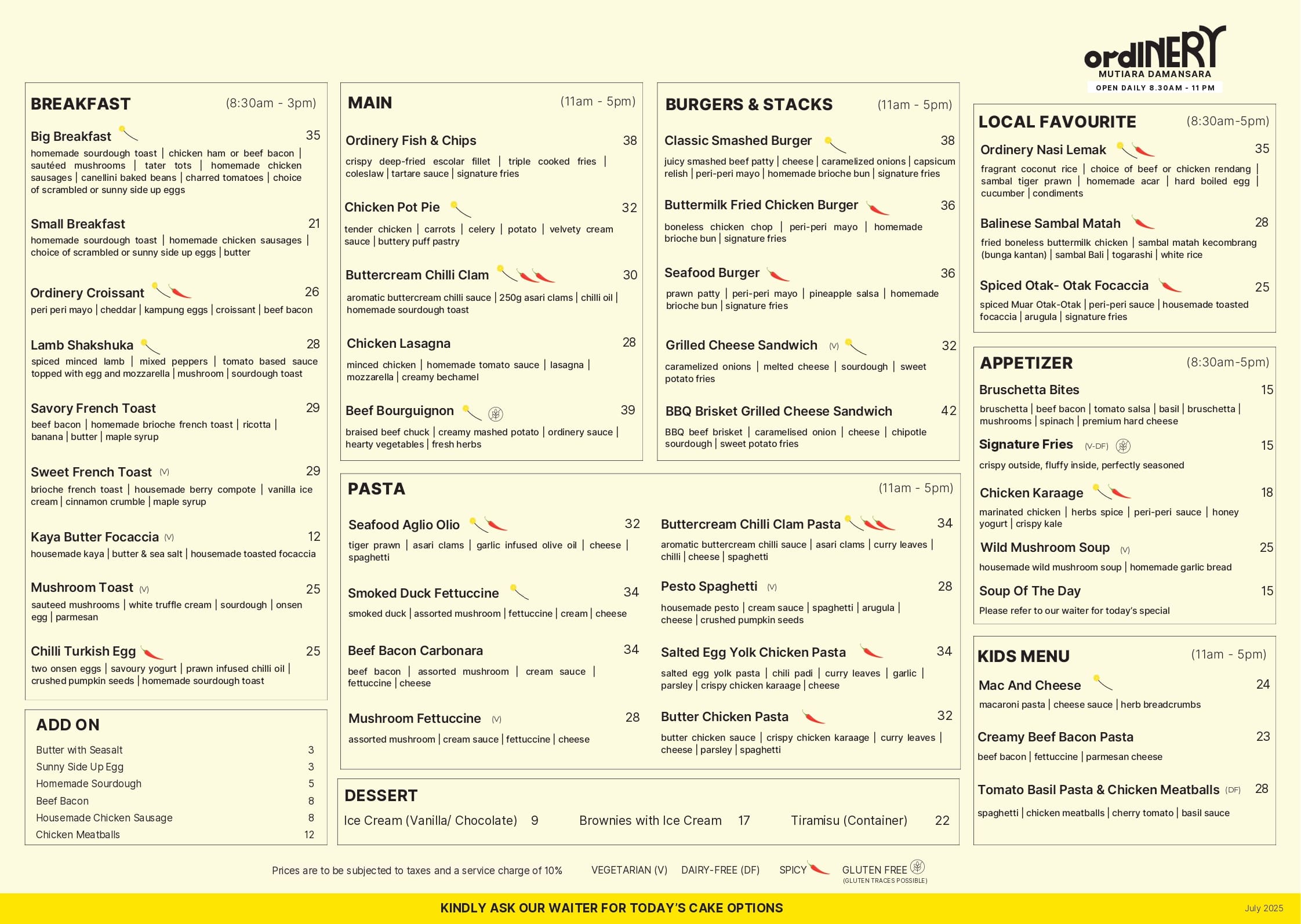 Ordinery @ Mutiara Damansara menu page 1