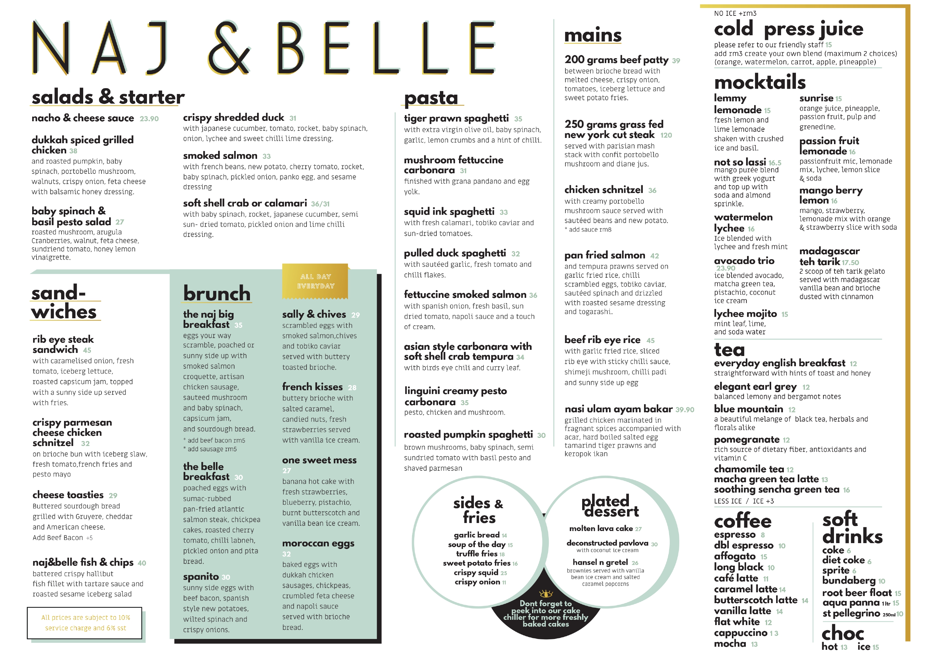 Naj & Belle Cafe SS15 Courtyard menu page 1