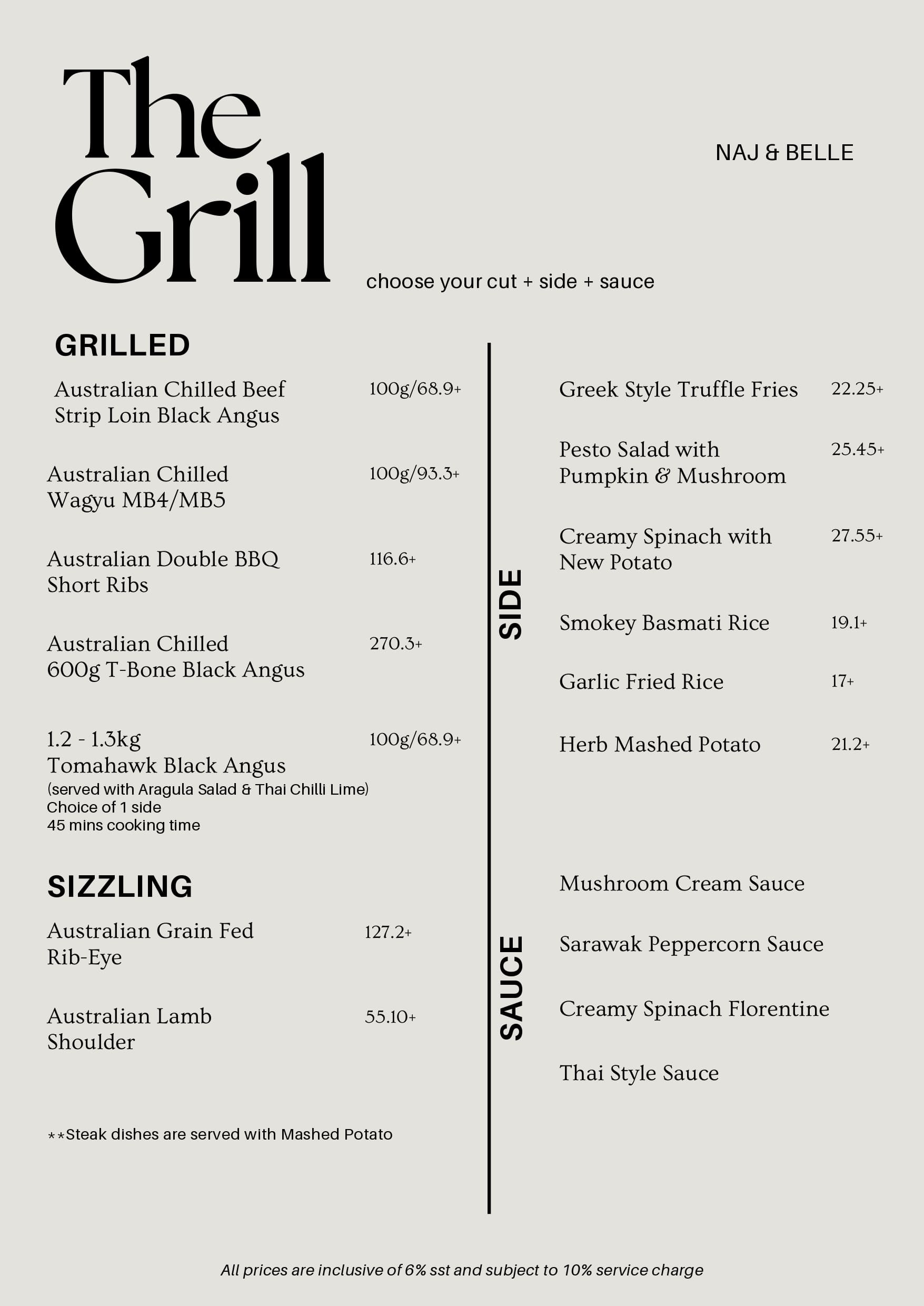 Naj & Belle Cafe KL East menu page 1
