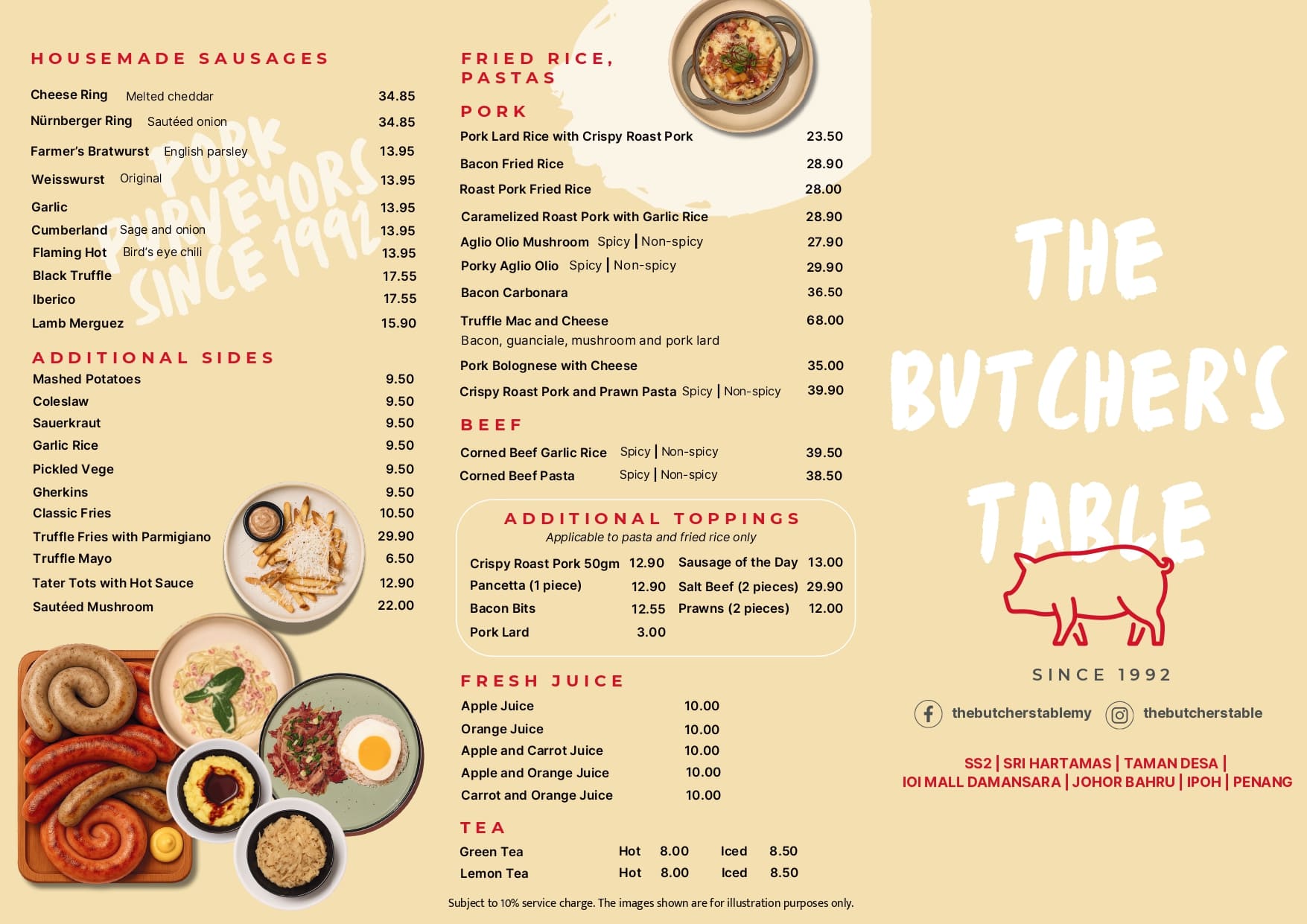 The Butcher's Table @ Mid Valley Southkey menu page 1