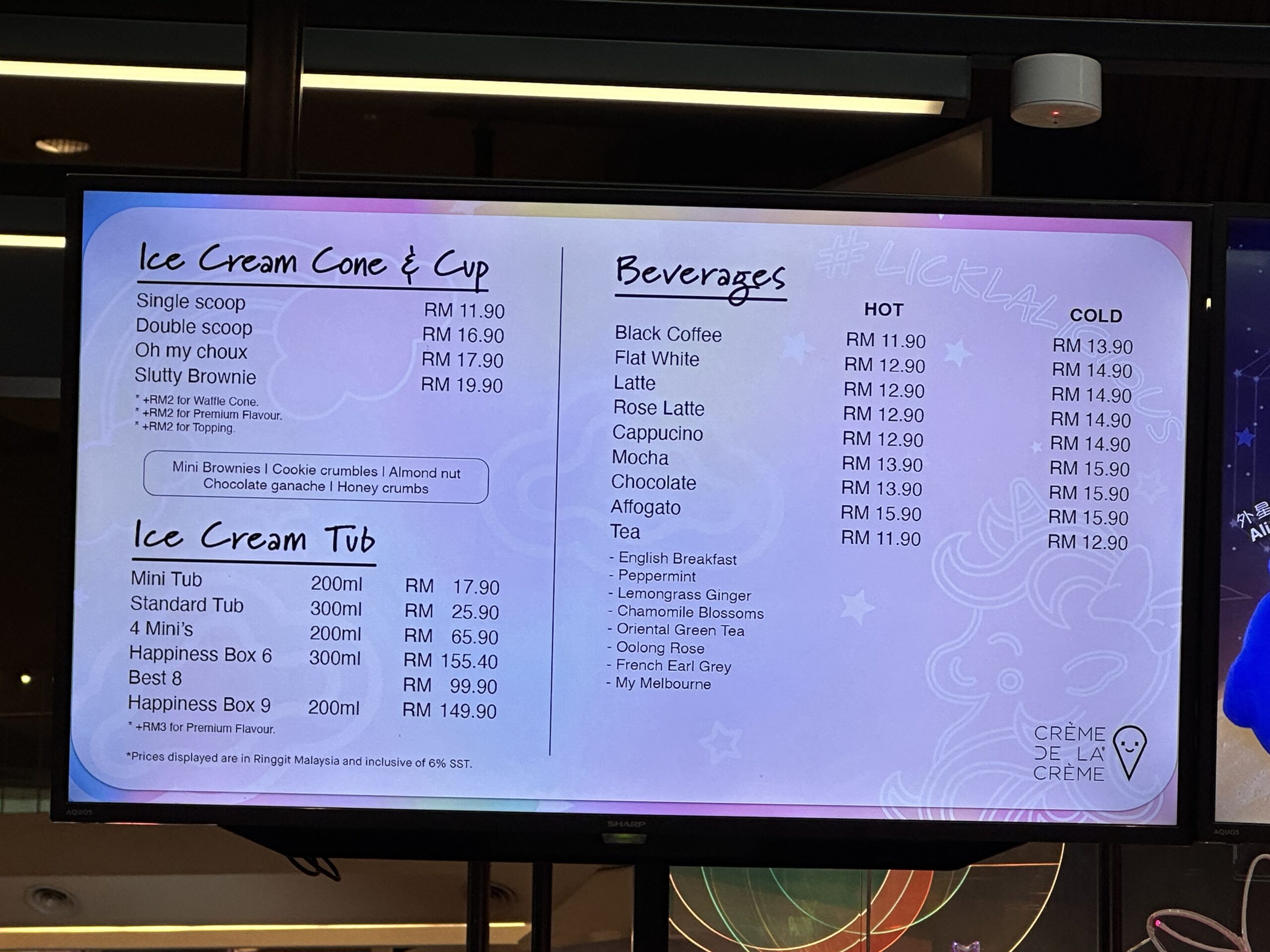 Crème De La Crème, CDLC - Sunway Pyramid menu page 1