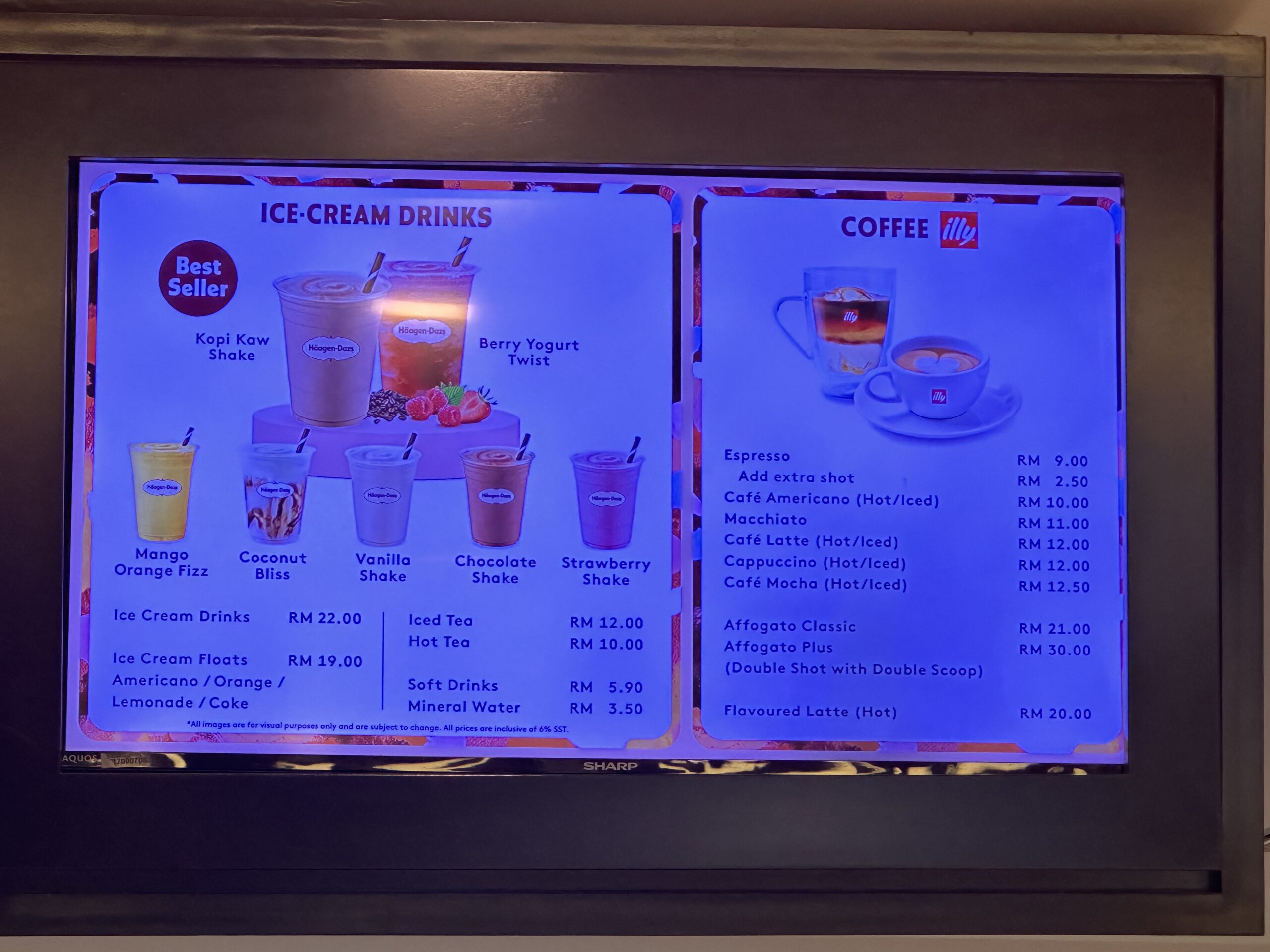 Häagen-Dazs Sunway Pyramid menu page 1