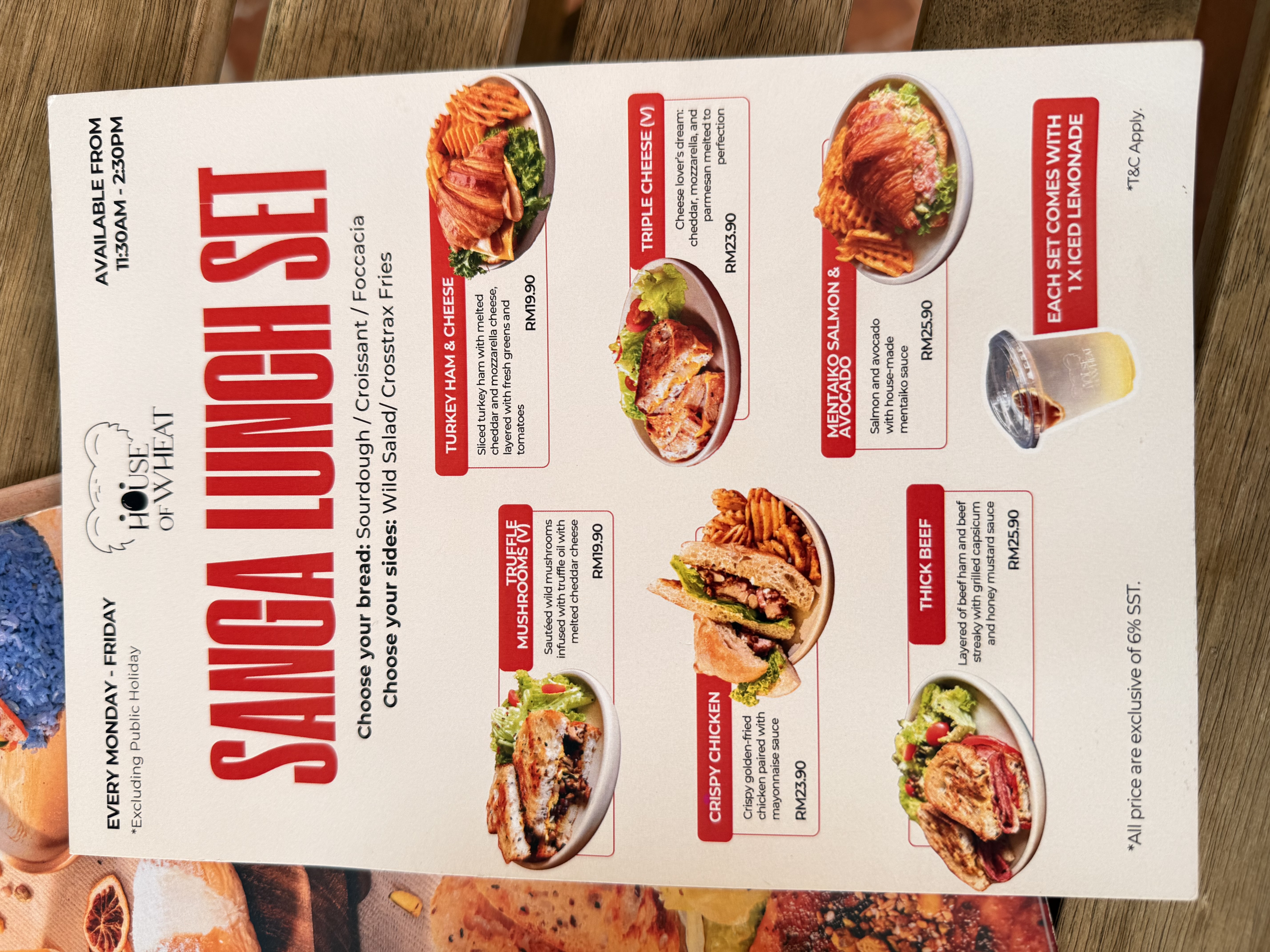 House of Wheat, Chow Kit menu page 1